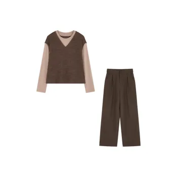 IHIMI Casual Suit Women's Khaki+Coffee