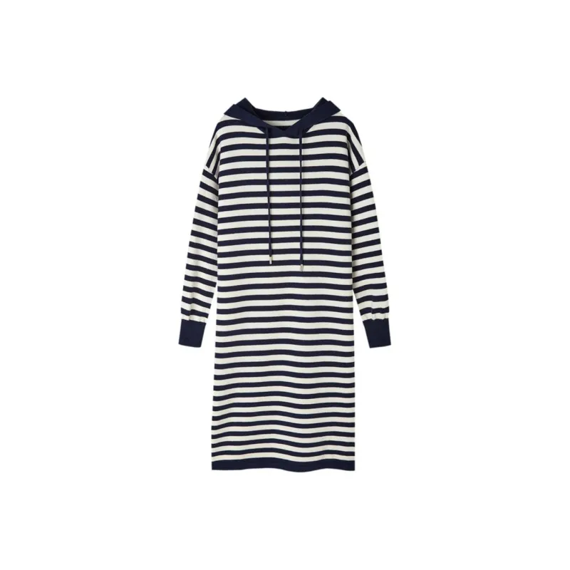 【dme】 Long Sleeved Dresses Women's Navy Blue-0