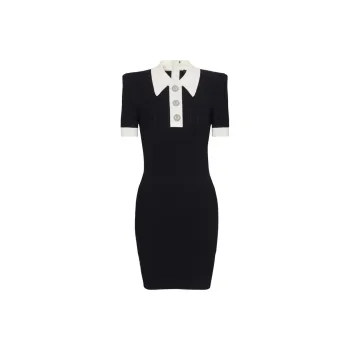 BALMAIN Short-Sleeved Dresses Women's Black