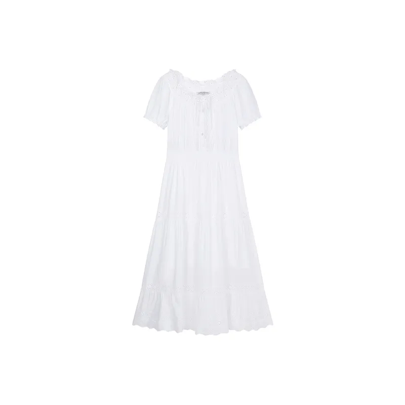 Teenie Weenie Short Sleeved Dress Women's Ivory White-0
