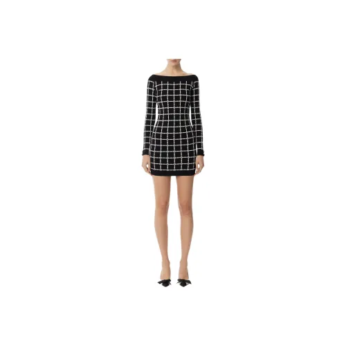 Elisabetta Franchi Boat Neckline Logo Jacquard Dress