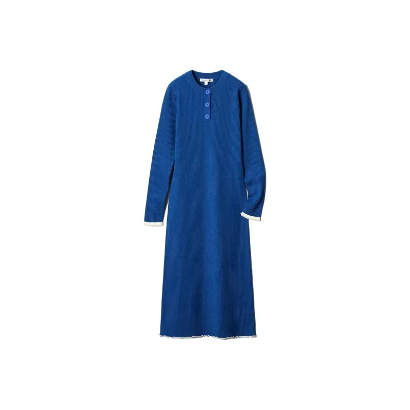 Jw Anderson X UNIQLO Jw Anderson Co-Branded Series Long-Sleeved Dresses Women's Blue-0