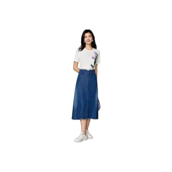 BBLLUUEE Denim Long Skirt Women's Denim Blue