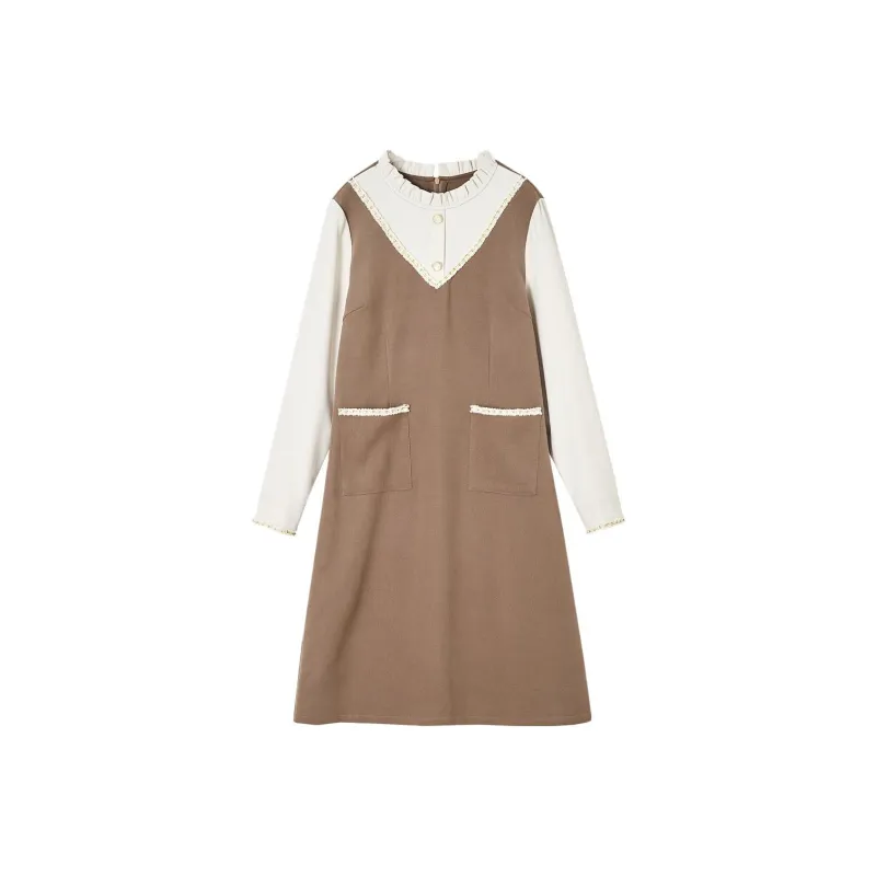 Dme Long Sleeved Dresses Women's Light Coffee-0