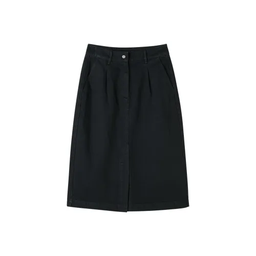 Skechers Yazhuan Series Denim Long Skirts Women's Carbon Black