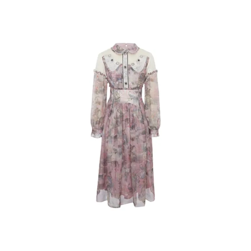 LULUALWAYS Long-Sleeved Dresses Women's Pink-0