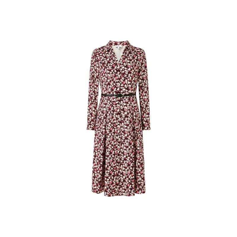 JZ. ANNAKRO Long Sleeved Dress Women's Pattern Red Coffee-0