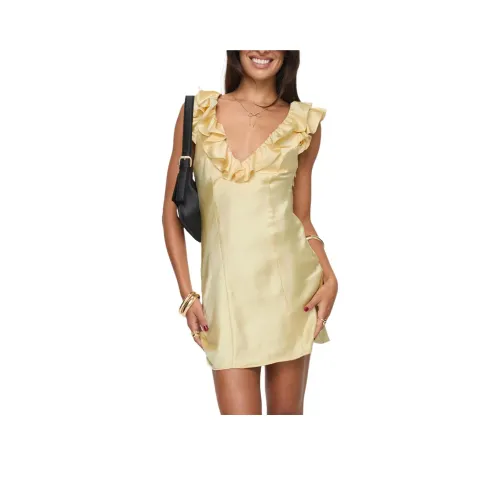 PRINCESS POLLY BUTACUP FRILL MINI DRESS Sleeveless Dress Women's YELLOW/Yellow