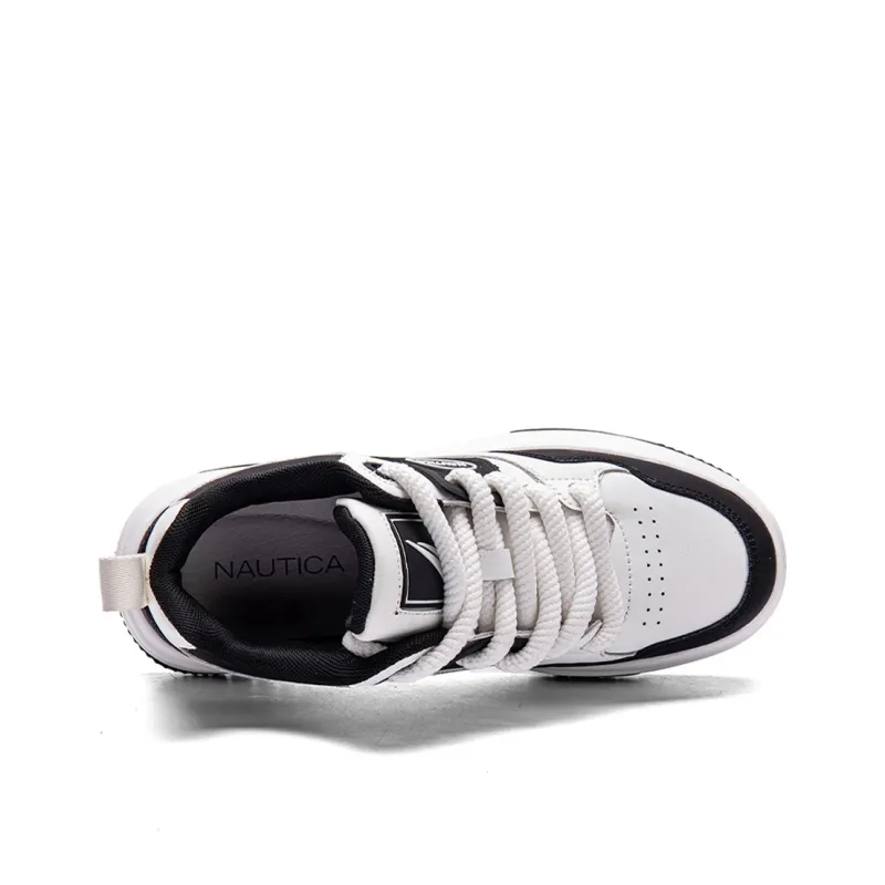 NAUTICA Abrasion Resistant Height Increasing Low Top Skateboard Shoes Men's White Black-4