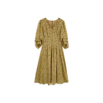 Like The Age Of Water Short Sleeved Dress Women's Tortoiseshell Yellow