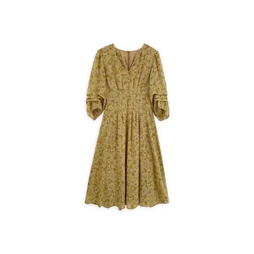 Like The Age Of Water Short Sleeved Dress Women's Tortoiseshell Yellow