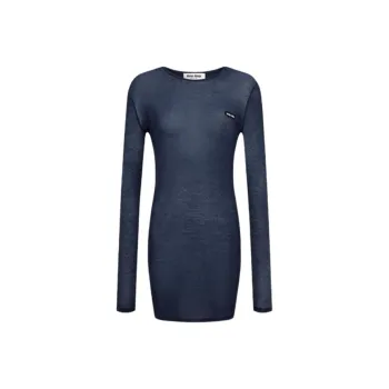 MIU MIU FW24 Long Sleeved Dress Women's Blue