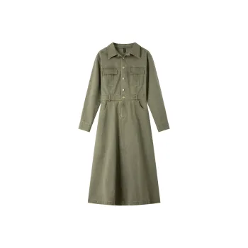 VIMLY Long Sleeved Dresses Women's Army Green