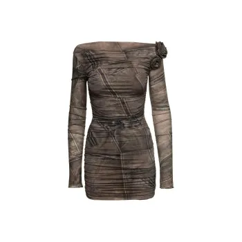 Blumarine Rose appliqué Trompe L'oeil Dress