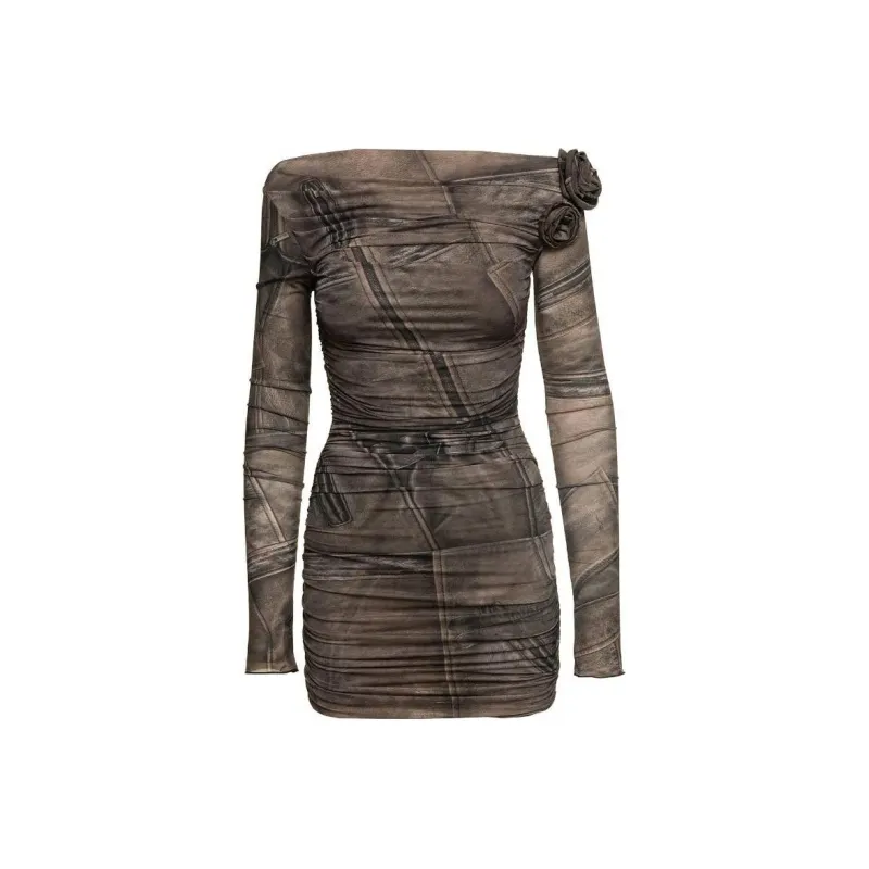 Blumarine Rose appliqué Trompe L'oeil Dress-0