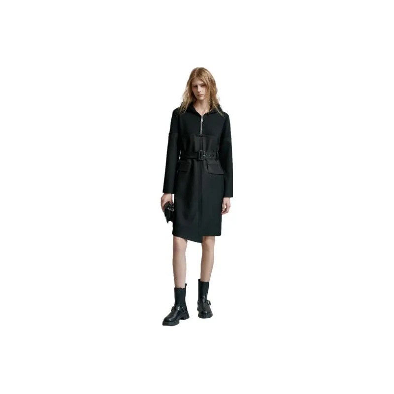 ELLE Long Sleeved Dresses Spring Women's Black-0