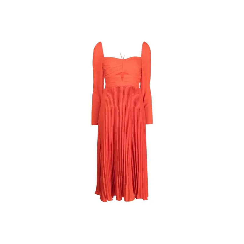 Self-portrait Halterneck Pleated Midi Dress-0