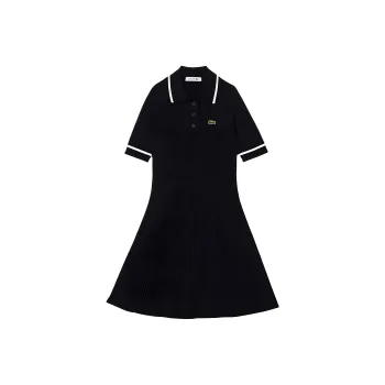 LACOSTE Short-Sleeved Dresses Women's Marine Blue/White