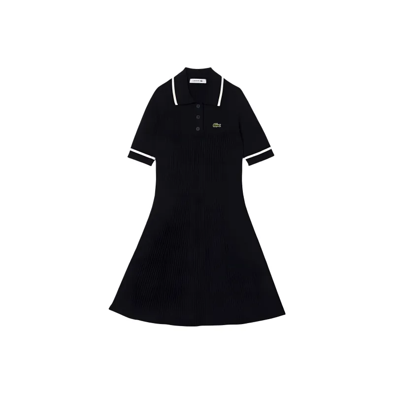 LACOSTE Short-Sleeved Dresses Women's Marine Blue/White-0
