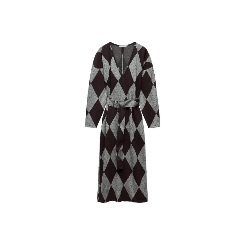 ZARA Long Sleeved Dress Women's Mink Brown-0