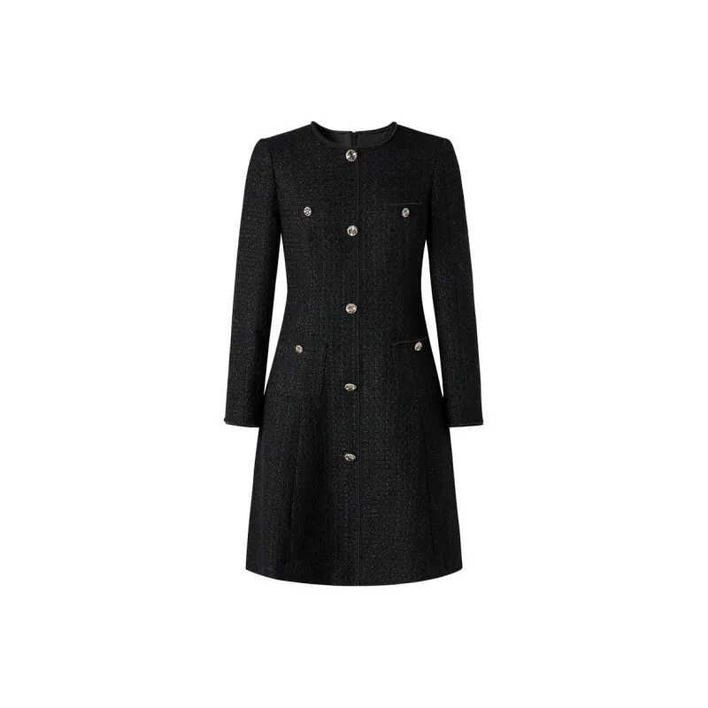 JZ. ANNAKRO Long Sleeved Dress Women's Plain Black-0