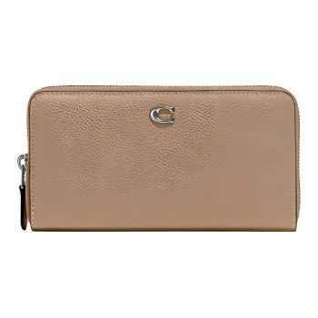 COACH Accordion Zip Cow Leather Handheld Wallet Small Size Women's Taupe