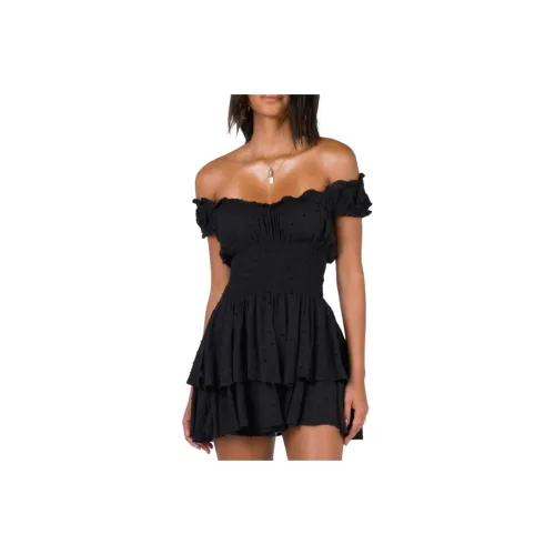 PRINCESS POLLY THE LOVE GALORE ROMPER BLACK Short Sleeved Dresses Women's BLACK/Black