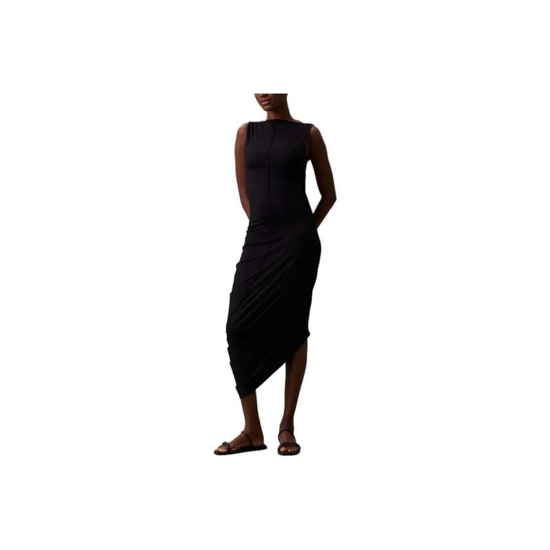 CALVIN KLEIN Sleeveless Dress Europe Version Women's Black-0