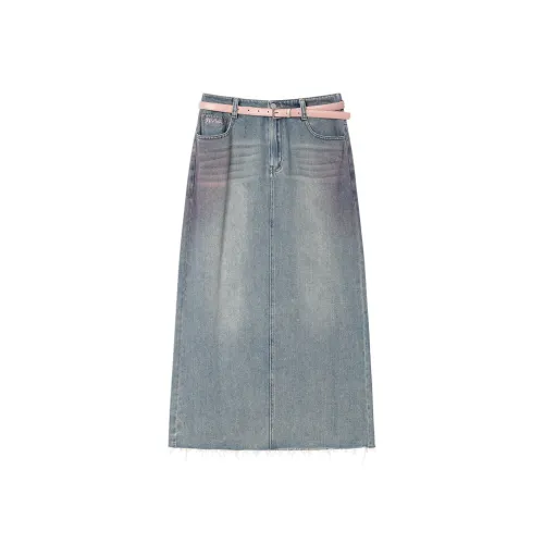 Fragment Denim Long Skirt Women's Denim Blue
