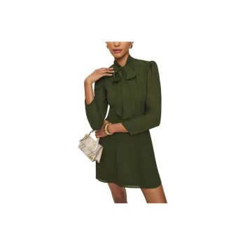 REFORMATION Petites Sunna Dress Long-Sleeved Dresses Women's Fern Green