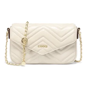 COOGI Sheepskin With Synthetic Leather Envelope Bag, Shoulder Bag, Crossbody Bag Women's Ecru/Pink/Black