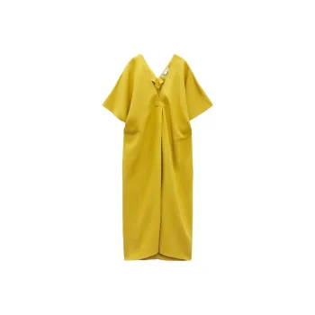 ZARA Short-Sleeved Dresses Women's Mustard