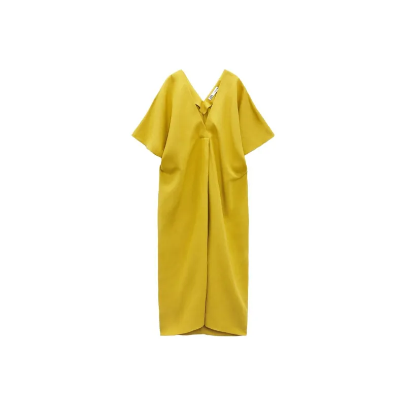 ZARA Short-Sleeved Dresses Women's Mustard-0