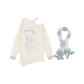 White Sweater+Blue Scarf