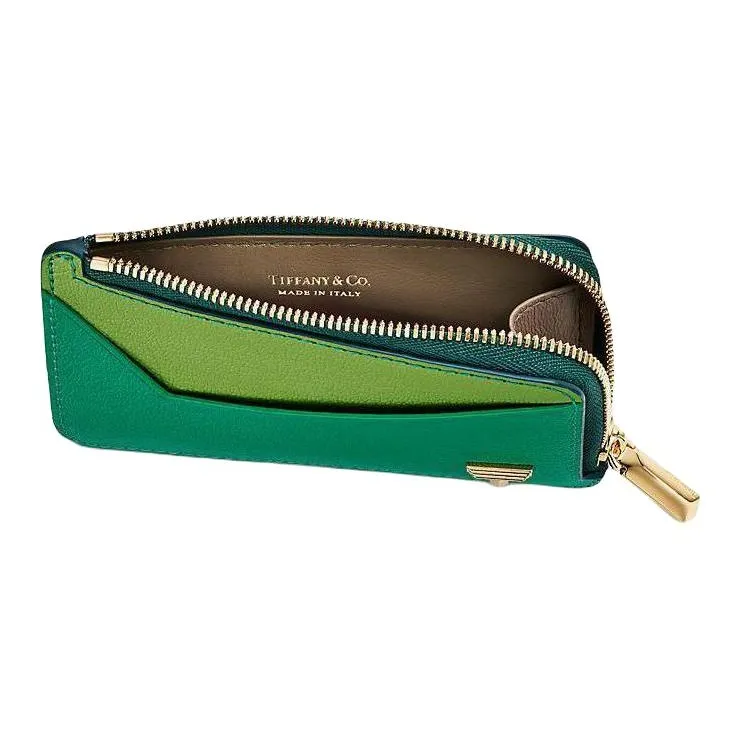 TIFFANY & CO. Tiffany T Goatskin Card Holder Women's Emerald Green-3