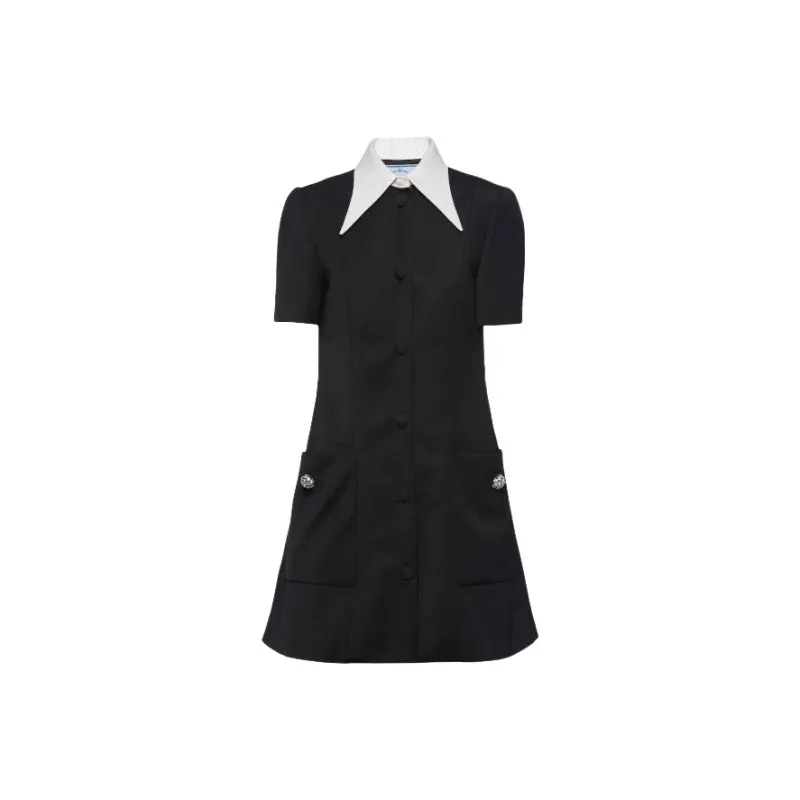 PRADA Contrasting collar Button down Minidress-0