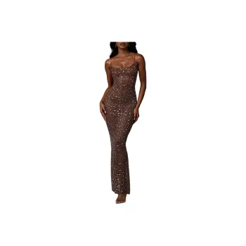 OH POLLY ANTONELLA Slip Dresses Women's Deep Cocoa Color