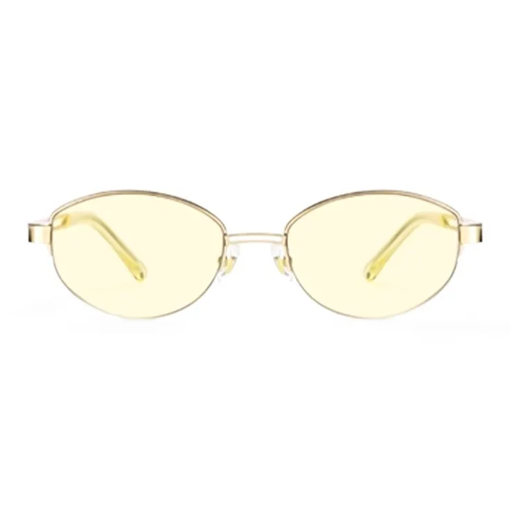 Morakot Plate Alloy Frame Oval Sunglasses Unisex-3