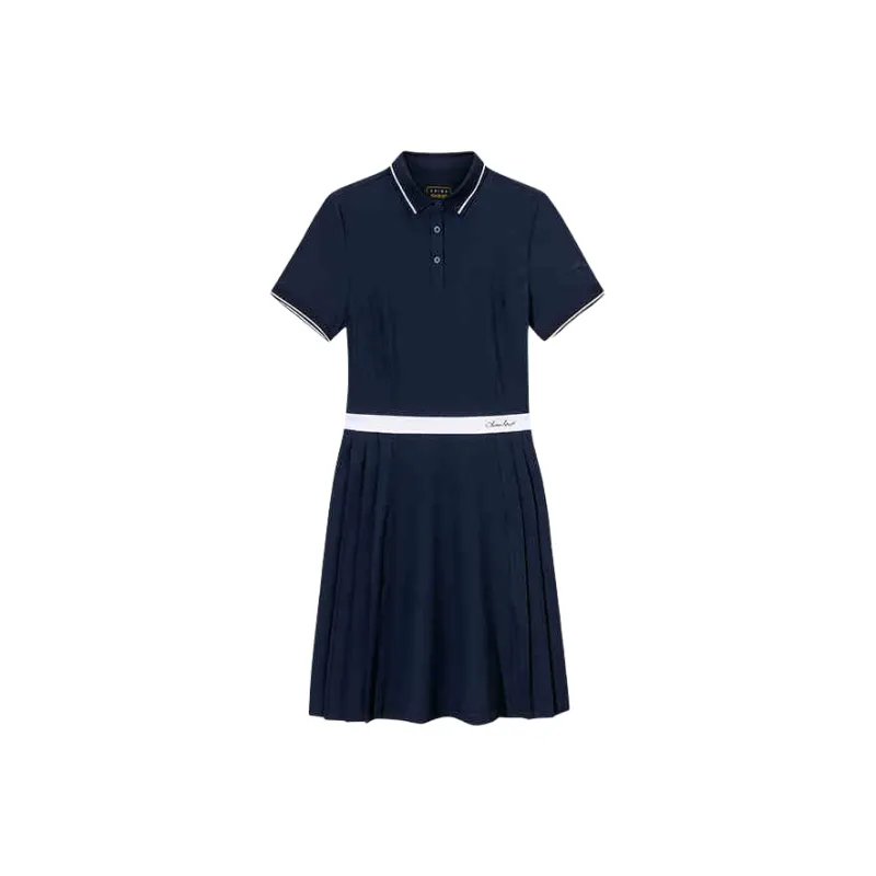 Anta Variety Training Collection Short Sleeved Dress Women's Midnight Blue-0