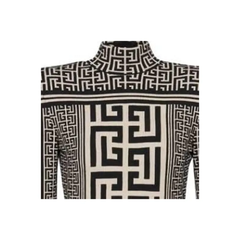 BALMAIN Monogram Knitted Mini Dress-3