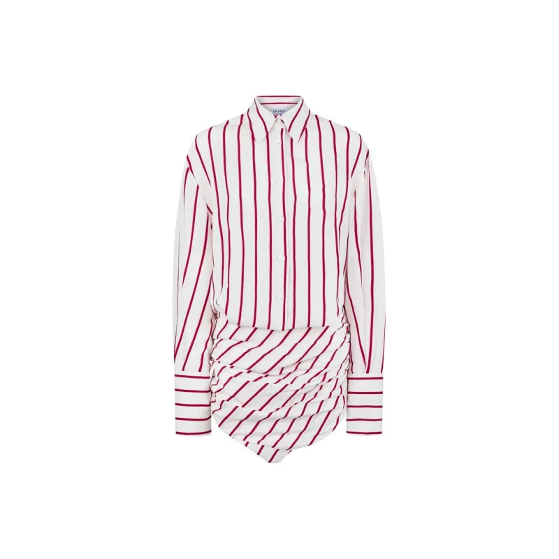 The Attico Hatty Striped Draped Dress-0