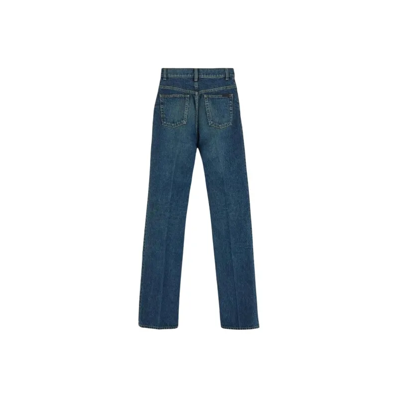 SAINT LAURENT Logo Patch Straight Leg Jeans-0
