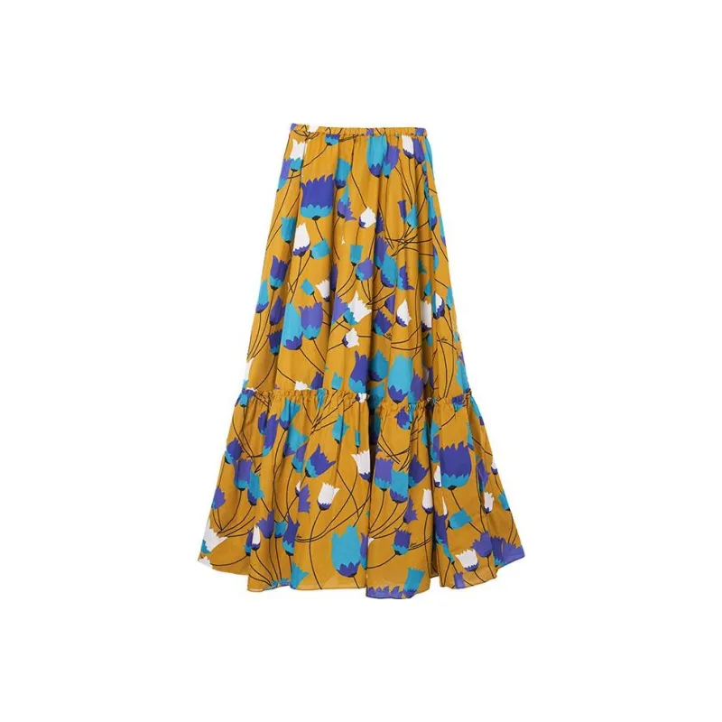 GUCCI SS21 Casual Long Skirts Women's Mustard Yellow-0
