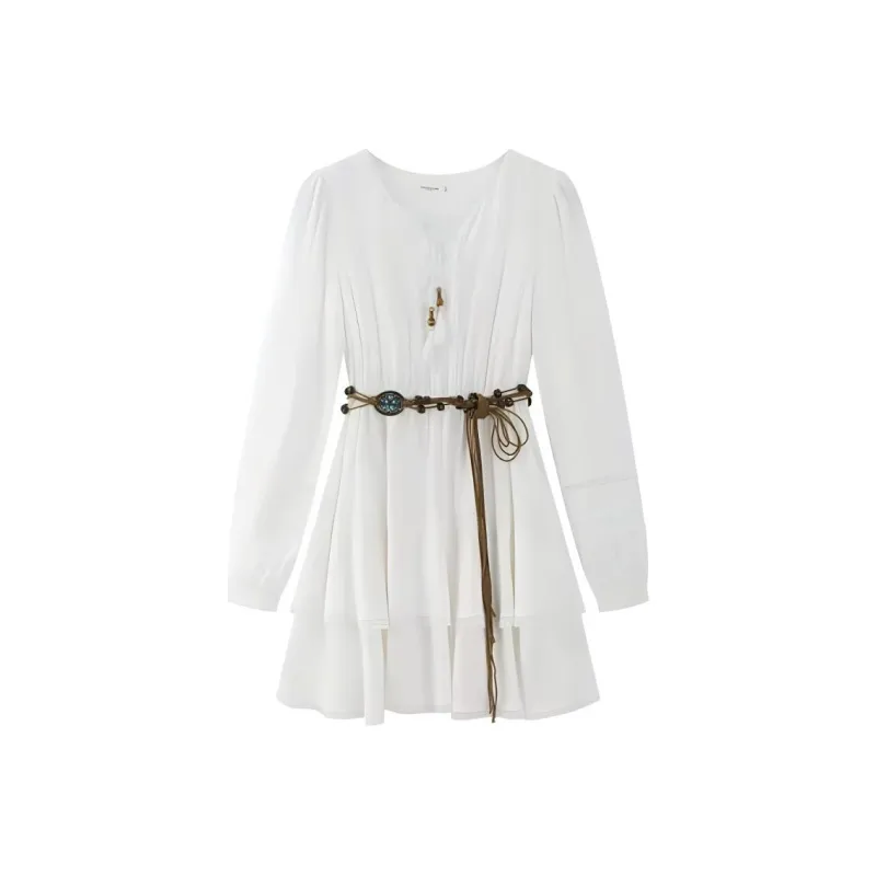 KKX Long-Sleeved Dresses Women's Ecru-0