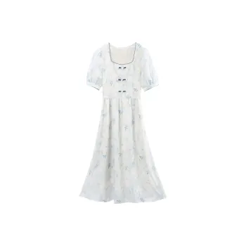 A Paradise For Awakening Short Sleeved Dresses Women's Blue