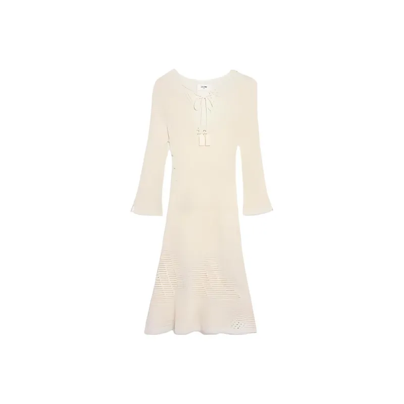 CELINE FW22 Long-Sleeved Dresses Women's Beige Yellow-0