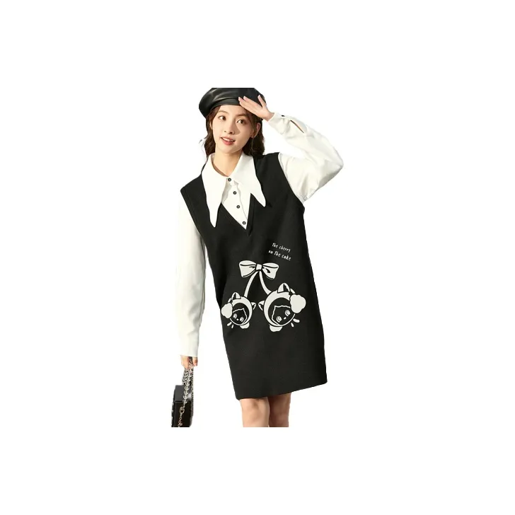 Tonlion Long Sleeved Dresses Women's Black-0