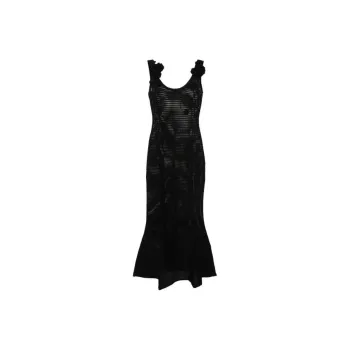 Self portrait Floral appliqué Open knit Dress