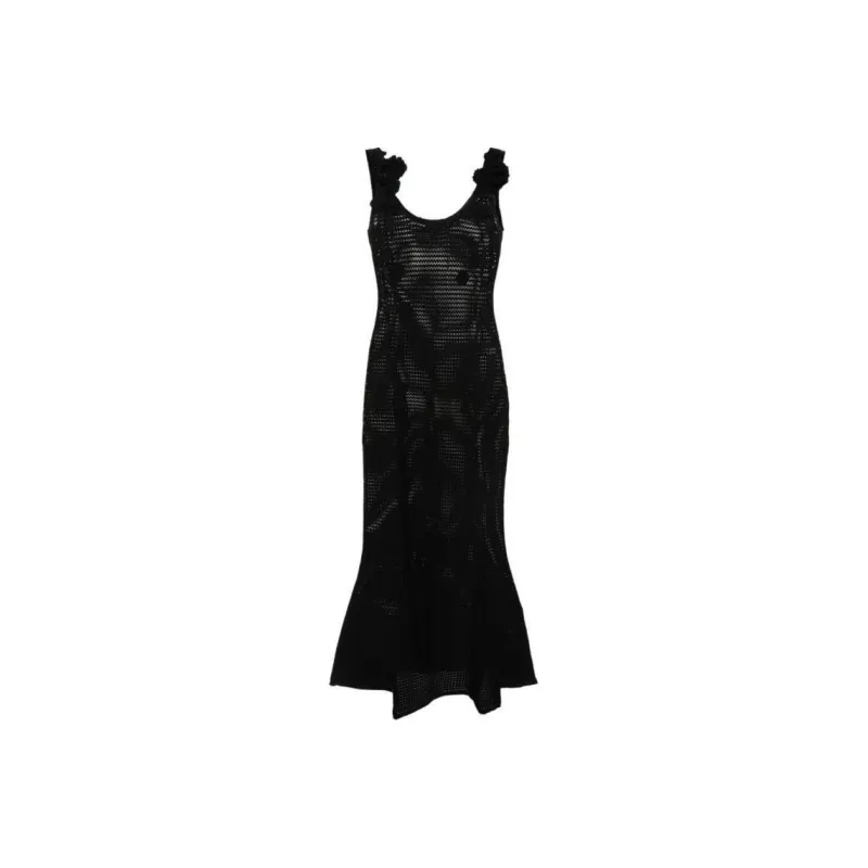 Self portrait Floral appliqué Open knit Dress-0
