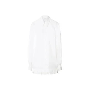 OFF WHITE Logo Embroidered Pleated Shirt Dress